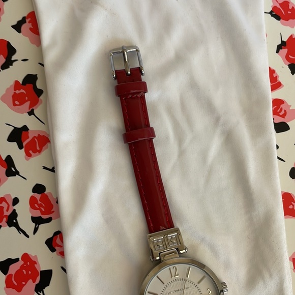 Liz Claiborne Red Leather Watch - Picture 5 of 8